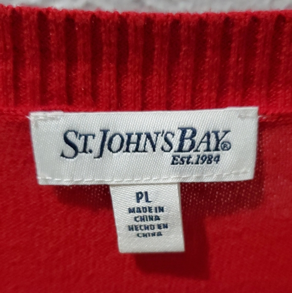 Argyle checkered sweatee cardigan. Red and Gray Button down. Size petite Lg. - Picture 4 of 11